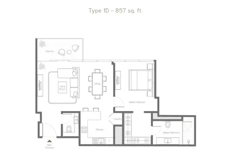 Floor plan, 1 Bed