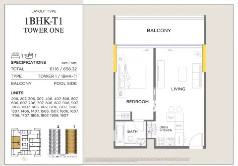 Floor plan, 1 Bed