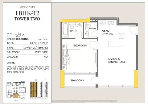 Floor plan, 1 Bed