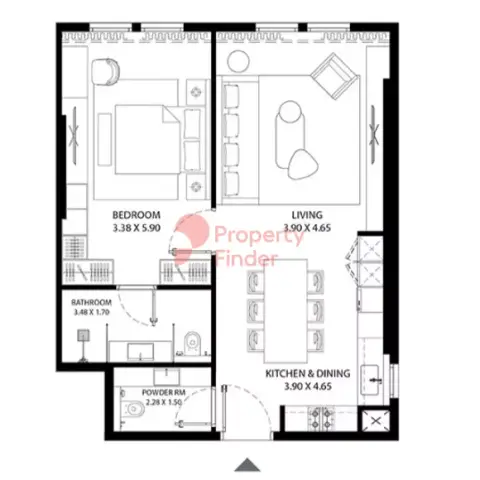 Floor plan, 1 Bed