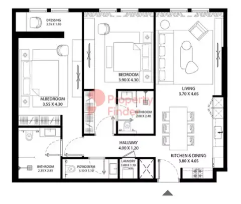 Floor plan, 2 Bed