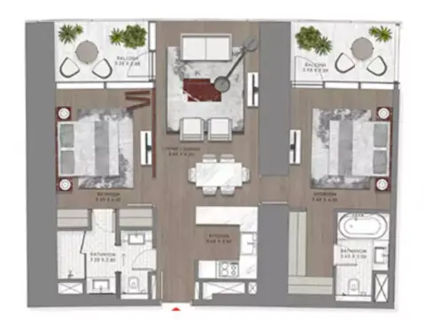 Floor plan, 2 Bed