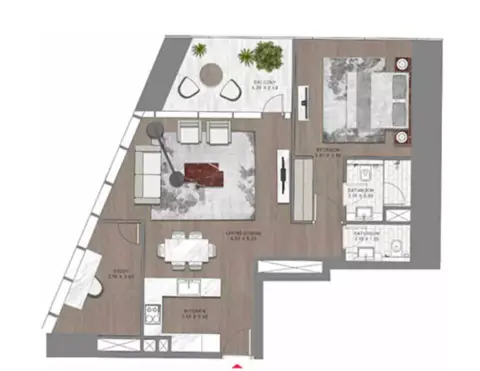 Floor plan, 1 Bed