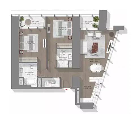 Floor plan, 2 Bed