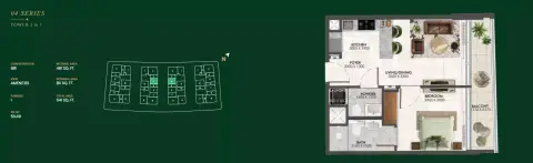 Enchante floor plan, 1 Bed, 541–728 sq ft