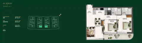 Enchante floor plan, 2 Bed, 936–957 sq ft