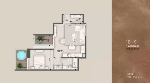 Peace Avenue floor plan, 1 Bed, 737 sq ft