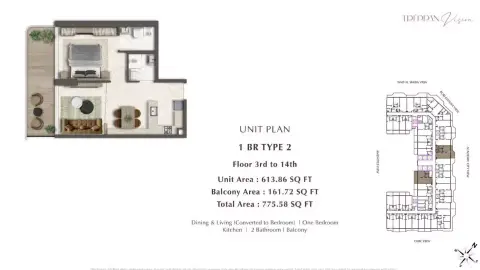 Floor plan, 1 Bed