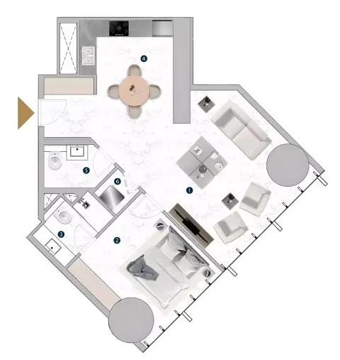 Franck Muller Yachting floor plan, 1 Bed, 758–1,182 sq ft