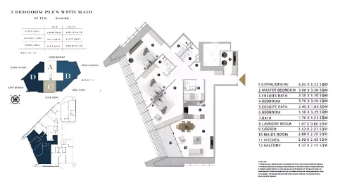 Franck Muller Yachting floor plan, 3 Bed, 1,803 sq ft
