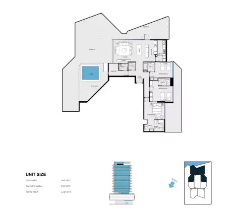 Luxury Canal Residences floor plan, 3 Bed, 4,427–4,430 sq ft