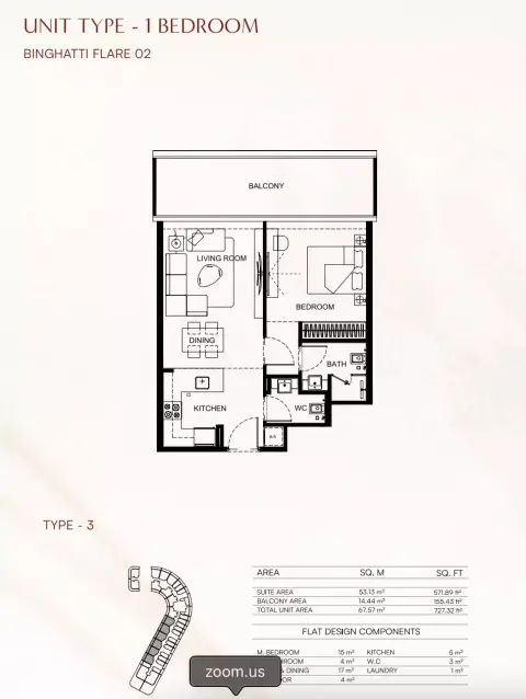 Floor plan, 1 Bed