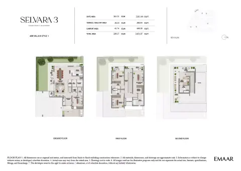 Selvara Phase 3 by Emaar floor plan, 4 Bed, 3,651–3,832 sq ft