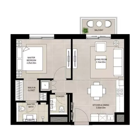 Olbia floor plan, 1 Bed, 587 sq ft