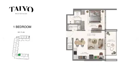 Taiyo Residences floor plan, 1 Bed, 650 sq ft