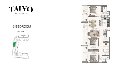Taiyo Residences floor plan, 3 Bed, 1,480 sq ft