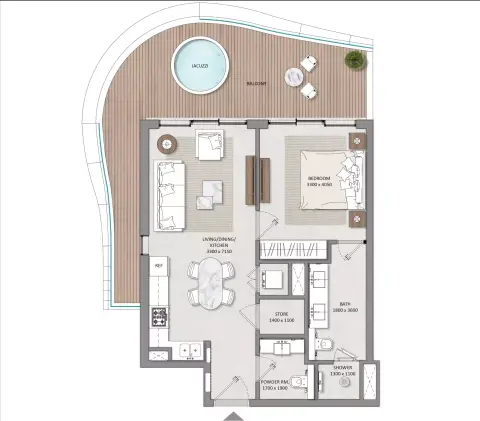 Mayfair Vista floor plan, 1 Bed, 761 sq ft