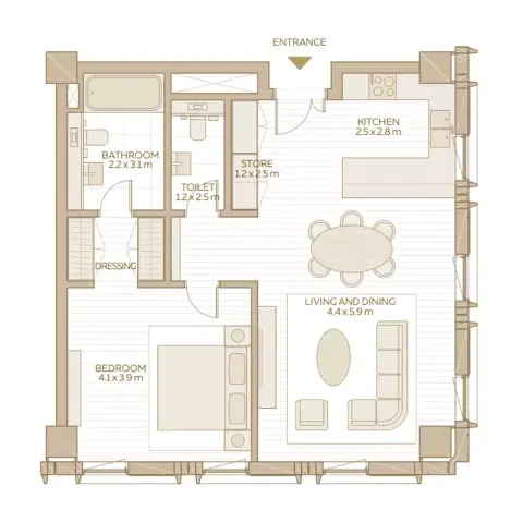 Al Waha Residences Phase 2 By Expo Dubai Group floor plan, 1 Bed, 1,103 sq ft
