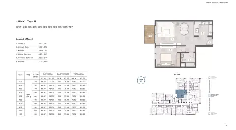 Avenue Residence 8 floor plan, 1 Bed, 813–1,583 sq ft