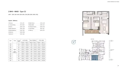 Avenue Residence 8 floor plan, 2 Bed, 1,233–2,233 sq ft