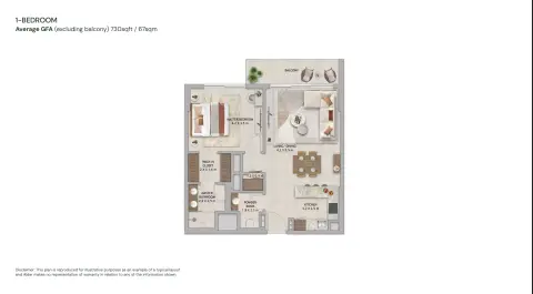 Floor plan, 1 Bed