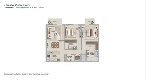 Floor plan, 2 Bed