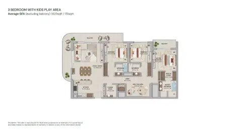 Floor plan, 3 Bed