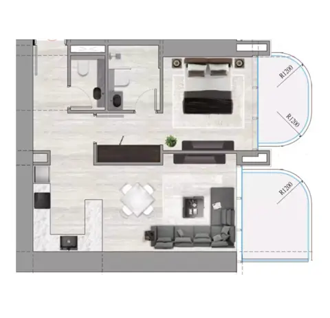 Floor plan, 1 Bed