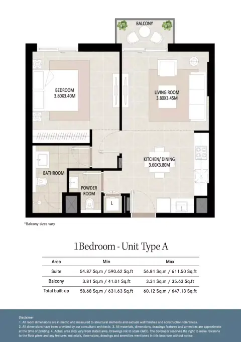 Odessa floor plan, 1 Bed, 632 sq ft