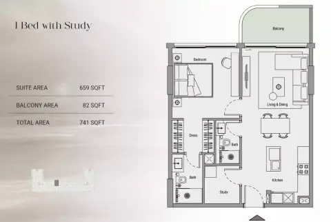 Floor plan, 1 Bed