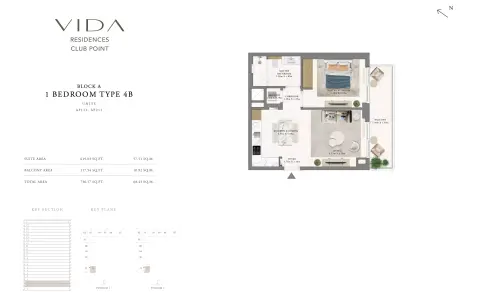 Vida Residences Club Point floor plan, 1 Bed, 736–916 sq ft