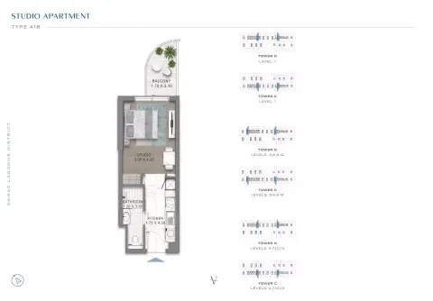 Valencia floor plan, Studio, 413 sq ft