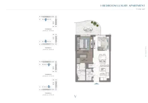 Valencia floor plan, 1 Bed, 1,418 sq ft