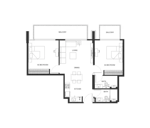 Floor plan, 2 Bed