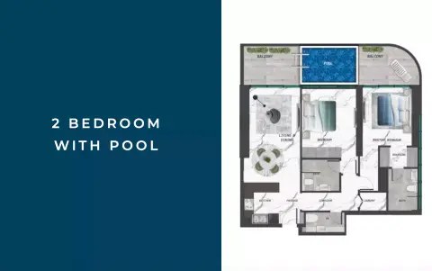 Samana Lake Views floor plan, 2 Bed, 1,248–1,262 sq ft