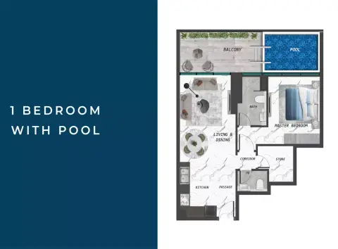 Samana Lake Views floor plan, 1 Bed, 800 sq ft