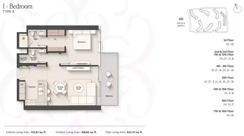 Floor plan, 1 Bed