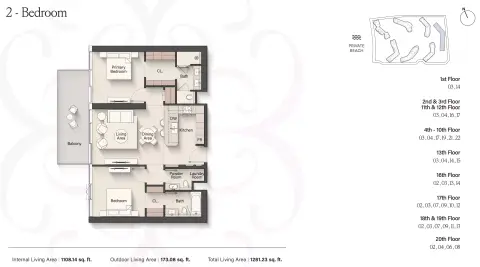 Floor plan, 2 Bed
