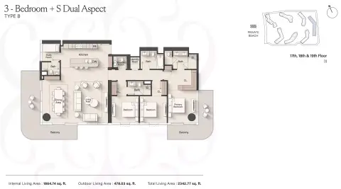 Floor plan, 3 Bed