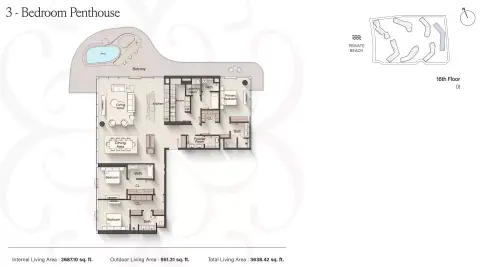 Floor plan, 3 Bed