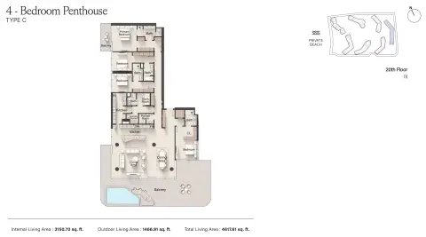 Floor plan, 4 Bed