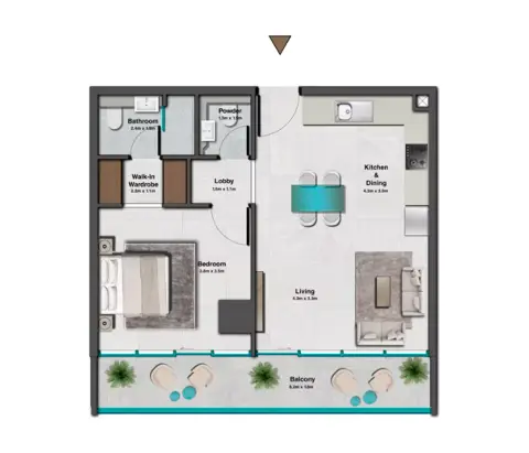 Skyhills Residences Phase 3 By HRE floor plan, 1 Bed, 740–1,092 sq ft