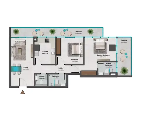 Skyhills Residences Phase 3 By HRE floor plan, 2 Bed, 1,154–1,683 sq ft