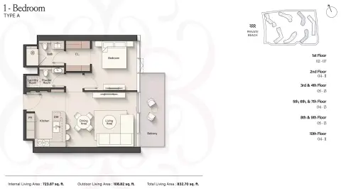Floor plan, 1 Bed