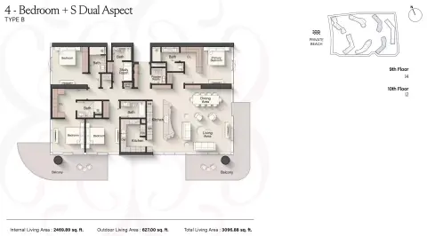 Floor plan, 4 Bed