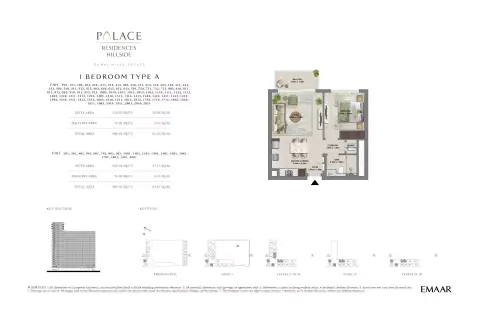 Palace Residences Dubai Hills floor plan, 1 Bed, 680–915 sq ft