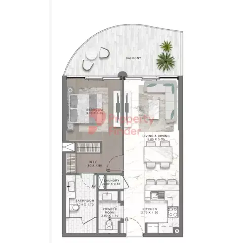 Floor plan, 1 Bed