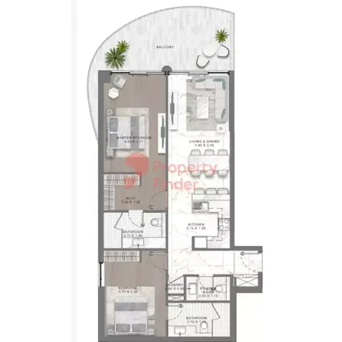 Floor plan, 2 Bed