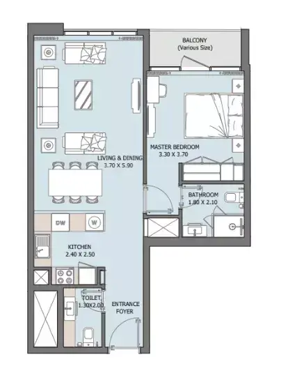 Floor plan, 1 Bed