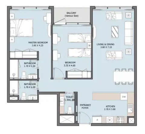Floor plan, 2 Bed